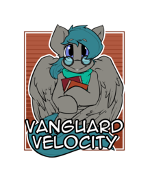 Size: 2100x2400 | Tagged: safe, artist:bbsartboutique, oc, oc only, oc:vanguard velocity, pegasus, pony, badge, book, clothes, con badge, glasses, high res, scarf, solo