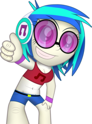 Size: 4912x6626 | Tagged: safe, artist:mdm-productions, dj pon-3, vinyl scratch, humanoid, g4, absurd resolution, belly button, breasts, cleavage, clothes, female, glasses, midriff, shorts, solo, sports bra