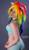 Size: 555x960 | Tagged: safe, artist:badwolfwilliams, rainbow dash, human, g4, ass, blue underwear, boyshorts, bra, butt, clothes, cosplay, costume, female, irl, irl human, looking back, panties, photo, solo, underwear