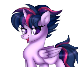 Size: 1024x878 | Tagged: safe, artist:starshame, twilight sparkle, alicorn, pony, g4, alternate hairstyle, female, looking at you, mare, open mouth, punklight sparkle, simple background, smiling, smug, solo, twilight sparkle (alicorn), white background