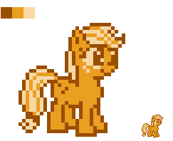 Size: 243x198 | Tagged: safe, artist:zharkaer, applejack, earth pony, pony, g4, female, hatless, limited palette, mare, missing accessory, nintendo entertainment system, pixel art, simple background, solo, sprite, transparent background