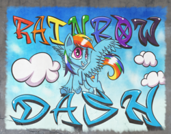 Size: 3625x2860 | Tagged: safe, artist:sirdeeviant, rainbow dash, g4, cloud, female, high res, solo, text