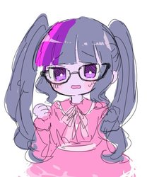 Size: 500x600 | Tagged: safe, artist:weiliy, sci-twi, twilight sparkle, equestria girls, g4, female, glasses, pigtails, solo, twintails
