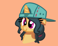 Size: 1315x1035 | Tagged: safe, artist:masserey, fresh coat, pony, unicorn, g4, backwards ballcap, baseball cap, bust, cap, cute, female, floppy ears, hat, mare, portrait, simple background, smiling, solo