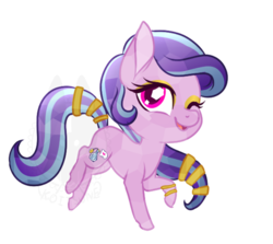 Size: 734x656 | Tagged: safe, artist:koitsune, oc, oc only, oc:succulent scent, crystal pony, pony, bangles, chibi, eyeshadow, female, makeup, mare, solo