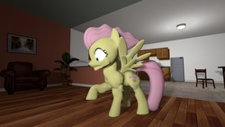 Size: 1280x720 | Tagged: safe, artist:dragonboi471, fluttershy, g4, 3d, female, gmod, muscles, muscleshy, solo