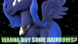 Size: 640x360 | Tagged: safe, artist:nightpon3, princess luna, g4, 3d, animated, drugs, female, gif, image macro, loop, lsd, meme, psychedelic, solo
