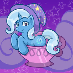 Size: 1024x1024 | Tagged: safe, artist:yoshimarsart, trixie, pony, all bottled up, g4, cup, female, solo, teacup, that pony sure does love teacups, watermark