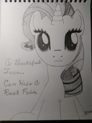 Size: 4160x3120 | Tagged: safe, artist:the_equestrian, rarity, g4, female, high res, pencil drawing, solo, traditional art