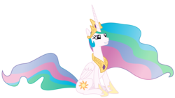 Size: 6000x3375 | Tagged: safe, artist:sketchmcreations, princess celestia, alicorn, pony, celestial advice, g4, absurd resolution, female, mare, simple background, sitting, smiling, solo, transparent background, vector