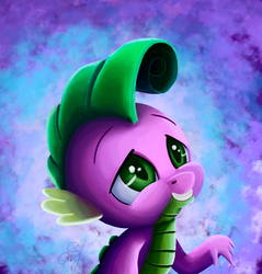 Size: 862x900 | Tagged: safe, artist:ssoldat, spike, dragon, celestial advice, g4, baby, baby dragon, behaving like rarity, cute, eyebrows, green eyes, grin, male, scales, signature, smiling, solo, spikabetes