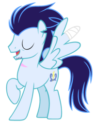 Size: 1024x1296 | Tagged: dead source, safe, artist:mintoria, soarin', pegasus, pony, g4, bandage, facial hair, male, older, scar, simple background, solo, spread wings, stallion, transparent background, wings