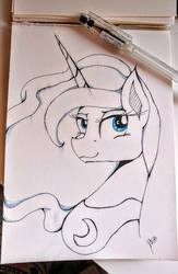 Size: 832x1280 | Tagged: safe, artist:dixierarity, princess luna, alicorn, pony, g4, bust, female, moon, princess, solo, traditional art