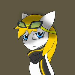 Size: 1280x1280 | Tagged: safe, artist:snowstormbat, oc, oc only, oc:hunter, pony, clothes, goggles, male, scarf, simple background, solo, stallion