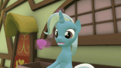 Size: 400x225 | Tagged: safe, artist:edplus, rarity, trixie, oc, g4, 3d, animated, backfire, cup, gif, inanimate tf, irony, karma, mirror, source filmmaker, teacup, teacupified, that pony sure does love teacups, transformation, trixie teacup