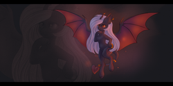 Size: 4000x2000 | Tagged: safe, artist:nightskrill, oc, oc only, bat pony, pony, female, horn, mare, solo, spread wings, wings