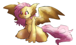 Size: 1023x611 | Tagged: dead source, safe, artist:shellielle, fluttershy, bat pony, anthro, g4, breasts, fangs, featureless breasts, female, fluffy, flutterbat, fuzzy breasts, kneeling, race swap, simple background, solo, transparent background