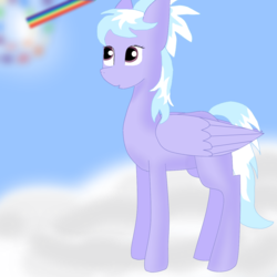 Size: 1200x1200 | Tagged: safe, artist:bobisia, cloudchaser, pegasus, pony, g4, cloud, female, mare, rainbow, solo