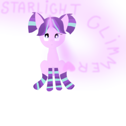 Size: 1200x1200 | Tagged: safe, artist:bobisia, starlight glimmer, pony, unicorn, g4, clothes, female, filly, filly starlight glimmer, glowing horn, horn, simple background, socks, solo, striped socks, transparent background, younger