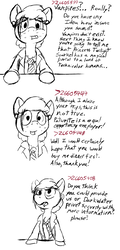 Size: 812x1692 | Tagged: safe, artist:thebathwaterhero, oc, oc only, oc:stark melody, pony, cyoa:semantic error, corperation, cyberpunk, cyoa, female, mare, patwrite, question and answer, solo