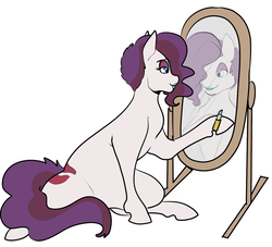 Size: 1200x1090 | Tagged: safe, artist:sterks, oc, oc only, oc:diva, earth pony, pony, female, lipstick, makeup, mare, mirror, solo