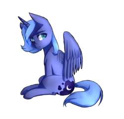 Size: 2694x2586 | Tagged: safe, artist:louise040506, artist:punbun4fun, princess luna, g4, female, high res, s1 luna, simple background, sitting, solo, spread wings, transparent background, wings