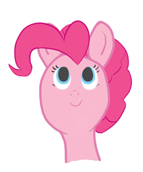 Size: 428x515 | Tagged: safe, artist:seikenryu, pinkie pie, earth pony, pony, g4, bust, empty eyes, female, looking up, mare, no catchlights, portrait, simple background, smiling, solo, white background