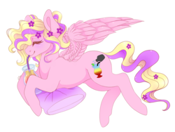 Size: 1024x768 | Tagged: safe, artist:scarlettenova, oc, oc only, pegasus, pony, drinking straw, female, mare, pillow, simple background, solo, transparent background