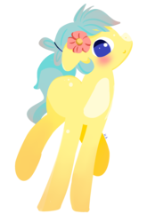 Size: 1316x2000 | Tagged: safe, artist:hirundoarvensis, oc, oc only, oc:spongy spong, earth pony, pony, female, flower, flower in hair, lineless, mare, simple background, solo, transparent background