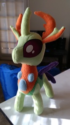 Size: 2592x4608 | Tagged: safe, artist:fleecefriendship, thorax, changedling, changeling, g4, cute, floppy ears, high res, irl, king thorax, photo, picture, plushie, thorabetes