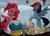 Size: 2684x1923 | Tagged: safe, artist:rlkitterman, pinkie pie, rainbow dash, pony, g4, cloud, cupcake, food, irl, photo, toy