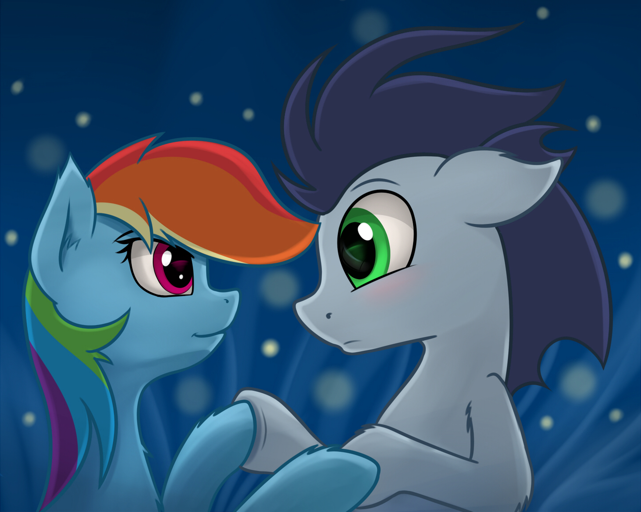 safe, artist:marmorexx, rainbow dash, soarin&#39;, firefly (insect), pe...