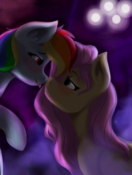 Size: 1536x2048 | Tagged: safe, artist:mylittlelevi64, fluttershy, rainbow dash, g4, blushing, female, lesbian, looking at each other, nuzzling, ship:flutterdash, shipping, tipsy, tongue out