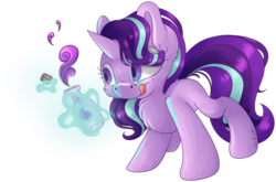 Size: 7329x4824 | Tagged: safe, artist:cutepencilcase, starlight glimmer, pony, unicorn, g4, absurd resolution, bottle, cork, cute, female, glimmerbetes, magic, mare, missing cutie mark, opening, simple background, smiling, solo, tongue out, transparent background