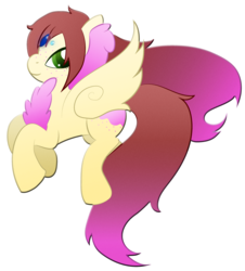 Size: 1024x1132 | Tagged: safe, artist:ricepoison, oc, oc only, oc:hel, pegasus, pony, colored pupils, female, flying, looking at you, mare, simple background, solo, transparent background