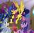 Size: 1555x1484 | Tagged: safe, artist:ingresar, star swirl the bearded, twilight sparkle, oc, oc:galaxia, alicorn, pony, g4, alicorn oc, camera, quill, smiling, twilight sparkle (alicorn)