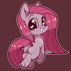 Size: 2349x2348 | Tagged: safe, artist:snow angel, pinkie pie, earth pony, pony, g4, butt, female, grin, heart, heart eyes, high res, looking at you, looking back, mare, pinkamena diane pie, plot, rear view, simple background, smiling, solo, wingding eyes