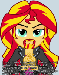 Size: 1000x1279 | Tagged: safe, sunset shimmer, equestria girls, g4, clothes, facial hair, goatee, jacket, leather jacket, lidded eyes, looking at you, mirror universe, spock, spock's beard, star trek