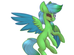 Size: 3000x2226 | Tagged: safe, artist:umiimou, oc, oc only, oc:serenity, pegasus, pony, colored wings, female, high res, mare, multicolored wings, one eye closed, simple background, solo, transparent background, wink