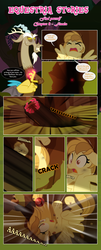 Size: 1919x4767 | Tagged: safe, artist:estories, discord, oc, oc:alice goldenfeather, draconequus, pegasus, pony, comic:find yourself, g4, comic, female, high res, hirudo, magic, mare, offscreen character