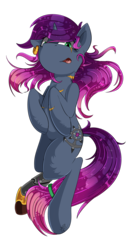 Size: 2688x5104 | Tagged: safe, artist:beardie, oc, oc only, oc:nebula, pony, unicorn, body pillow, body pillow design, female, high res, pirate, sidemouth, simple background, solo, space pirate, transparent background