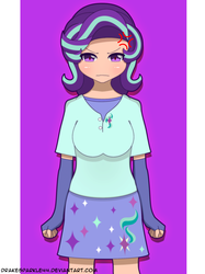 Size: 1701x2271 | Tagged: safe, artist:drakesparkle44, starlight glimmer, human, g4, angry, female, humanized, no nose, purple background, simple background, solo