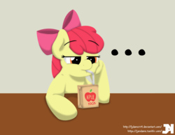 Size: 1395x1080 | Tagged: safe, artist:ljdamz1119, apple bloom, g4, apple juice, bored, drinking, juice