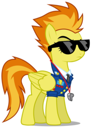Size: 2130x3000 | Tagged: safe, artist:brony-works, spitfire, pegasus, pony, g4, clothes, drill sergeant, female, folded wings, frown, full body, high res, hooves, mare, necktie, photoshop, rainbow dash's sunglasses, raised eyebrow, shadow, show accurate, simple background, solo, spitfire's tie, spitfire's whistle, standing, sunglasses, tail, transparent background, two toned mane, two toned tail, uniform, vector, whistle, whistle necklace, wings, wonderbolts dress uniform