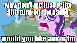 Size: 1280x720 | Tagged: safe, edit, edited screencap, screencap, starlight glimmer, trixie, pony, unicorn, all bottled up, g4, angry, female, glowing horn, horn, image macro, mare, meme, mr moseby, ragelight glimmer, the suite life of zack and cody, vein, vein bulge