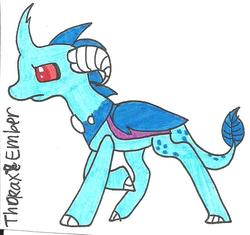 Size: 662x623 | Tagged: safe, artist:cmara, oc, oc only, oc:crystals, changedling, changeling, dragon, hybrid, interspecies offspring, offspring, parent:princess ember, parent:thorax, parents:embrax, solo, traditional art