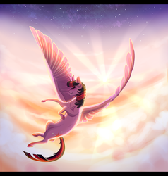 Size: 2000x2100 | Tagged: safe, artist:sparrowflightart, twilight sparkle, alicorn, pony, g4, backlighting, cloud, crepuscular rays, female, flying, grin, high res, smiling, solo, stars, sun, twilight sparkle (alicorn)