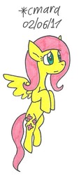 Size: 468x1032 | Tagged: safe, artist:cmara, fluttershy, g4, female, flying, simple background, solo, traditional art, white background