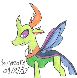 Size: 716x723 | Tagged: safe, artist:cmara, thorax, changedling, changeling, g4, king thorax, male, solo, traditional art