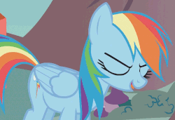 Size: 980x670 | Tagged: safe, screencap, rainbow dash, pegasus, pony, dragonshy, g4, animated, cropped, eyes closed, female, folded wings, gif, loop, mare, shaking, solo, wings